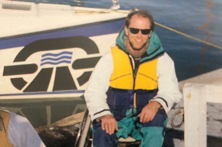 Paralympian Chris Wornall at Lyttleton Harbour prior to 1996 Paralympic Games