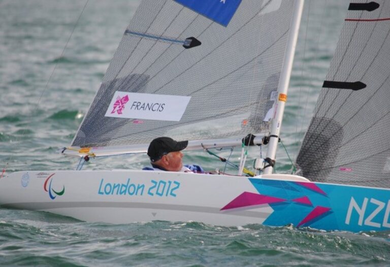 Paralympian Paul Francis in his boat at London 2012 Paralympic Games