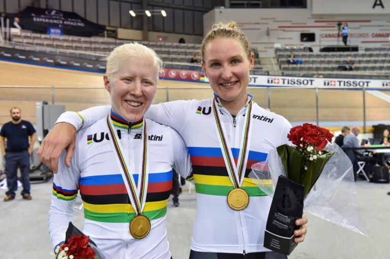 Hannah van Kampen sighted pilot with Emma Foy celebrating World Champion title