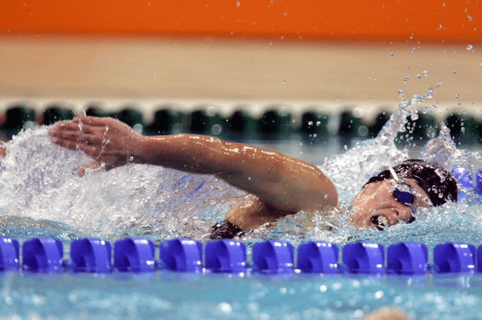 Miriam Sheppard, New Zealand Paralympian in swimming pool