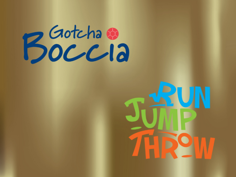 two logos - Gotcha Boccia and Run Jump Throw